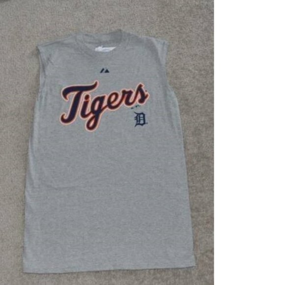Mens Detroit Tigers Tank Top Gray Small MLB Baseball Muscle Shirt Crewneck - Picture 2 of 4